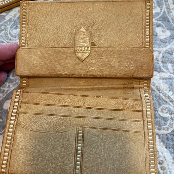 Vintage hand tooled moroccan soft leather purse /clutch and wallet 22 carat gold - Picture 7 of 13
